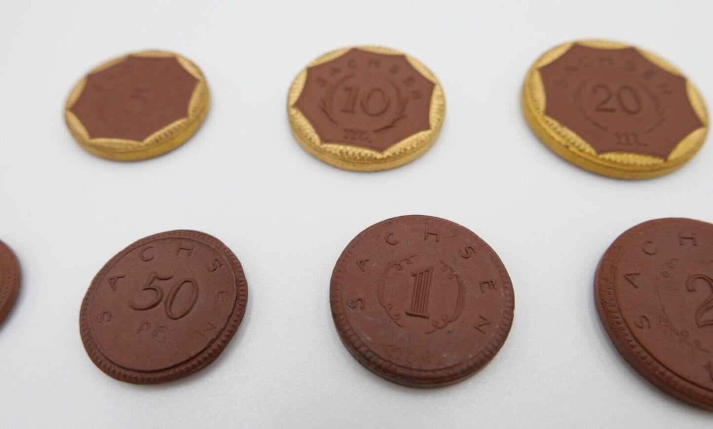 7 Münzen Posten / LOT Notgeld SACHSEN Meißner Porzellan 1921 Pfennig Mark - Antikhandel-Stuttgart