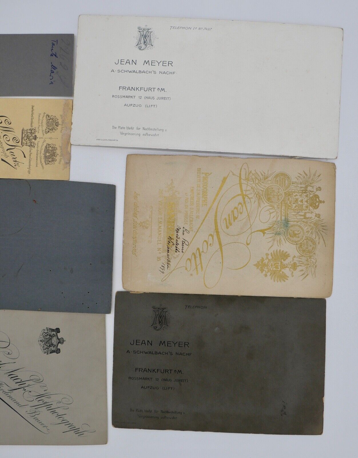 7x antike Großfoto auf Pappe Portrait Frankfurt Sanremo Wiesbaden Bonn - Antikhandel-Stuttgart