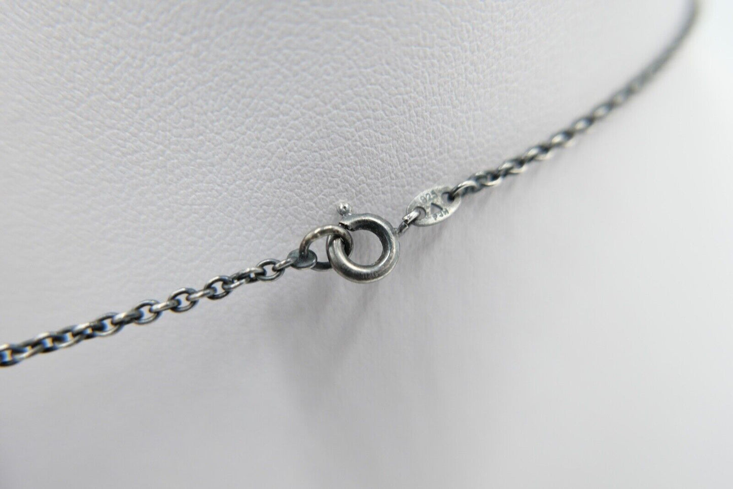 altes Collier Opal Imitat Silber 925 Kette 45,3 cm Teil vergoldet Punze PHJ DD - Antikhandel-Stuttgart