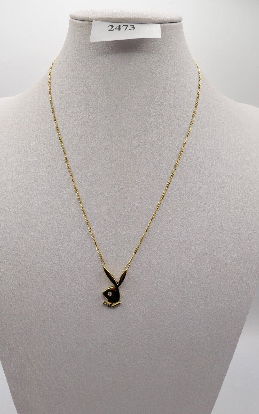 1990er Jahre Damen Playboy Hase Halskette 43cm in 750 18K Gelbgold Diamant