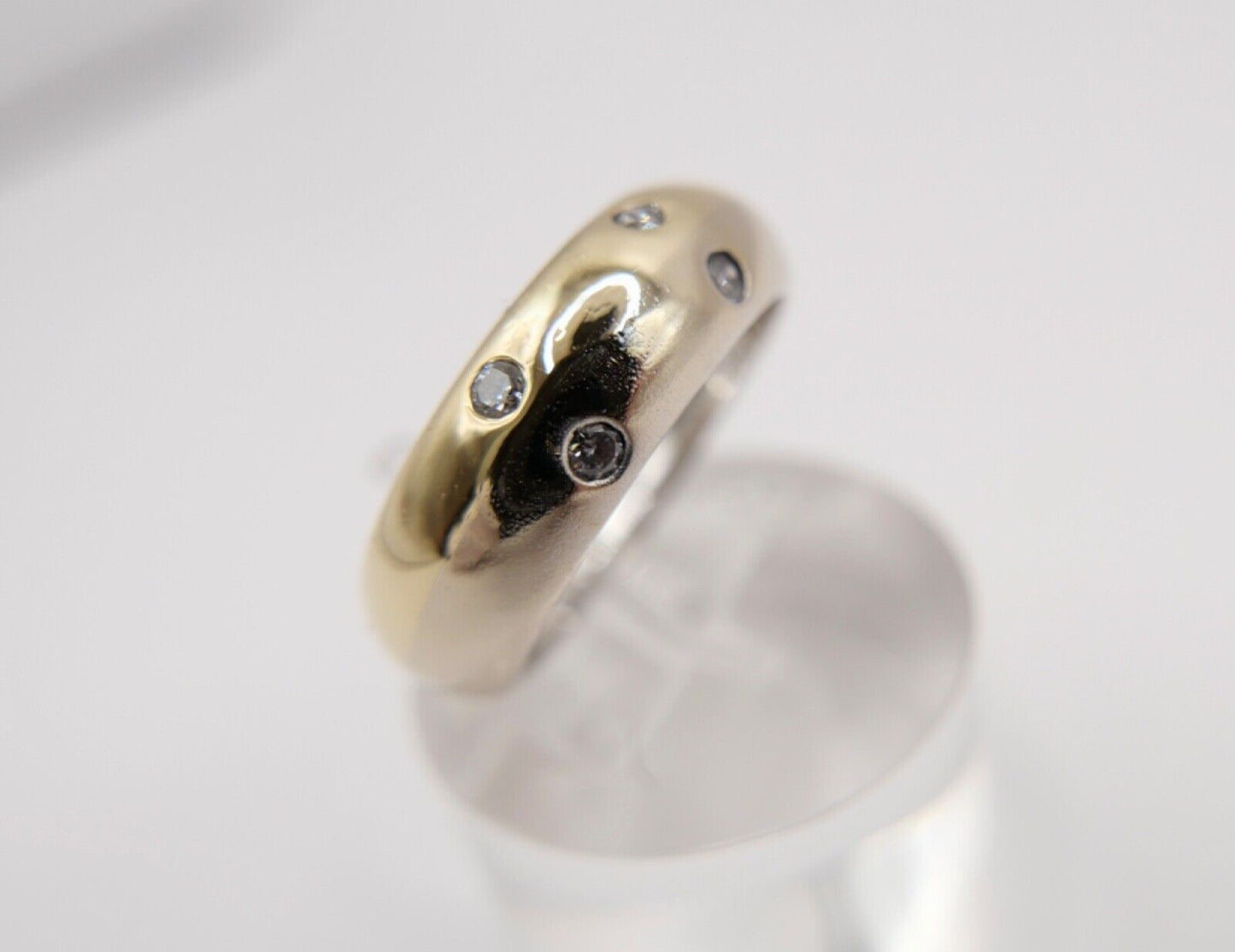 Massiver 750 18K Gold Bicolor Damen Ring mit 6x Brillanten 0,21 Ctw Gr. 54 - Antikhandel-Stuttgart