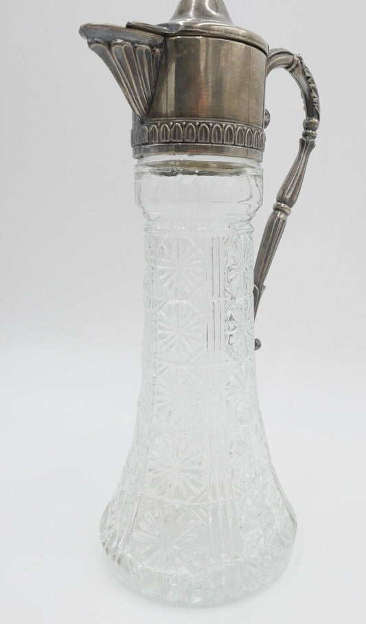 50er Jahre Karaffe RAIMOND versilbert made in Italy Glas Italien - Antikhandel-Stuttgart