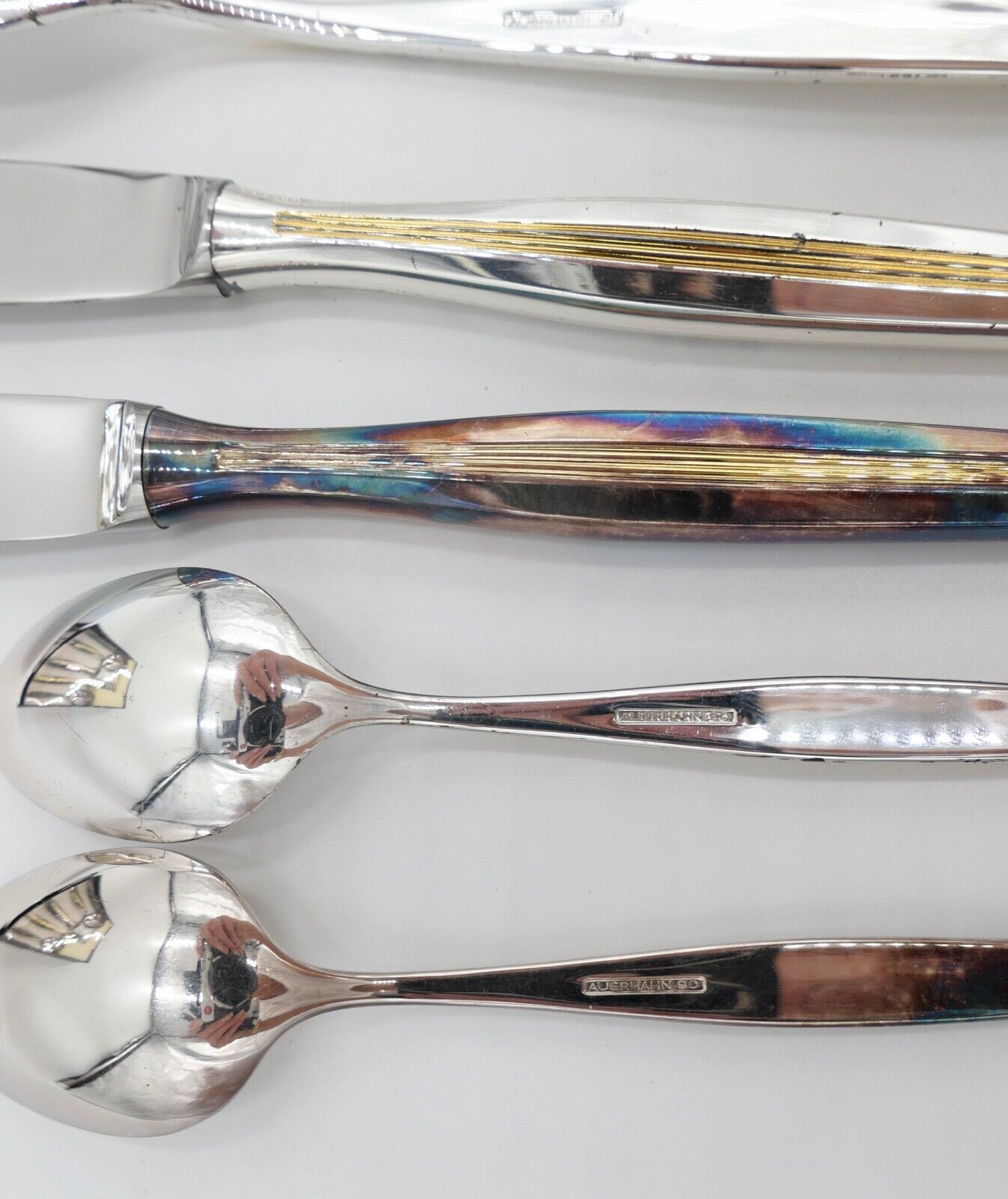 - NEU - OVP 12 Teile AUERHAHN LARISSA EXQUISIT Gold Dekor 90er Silber vergoldet - Antikhandel-Stuttgart