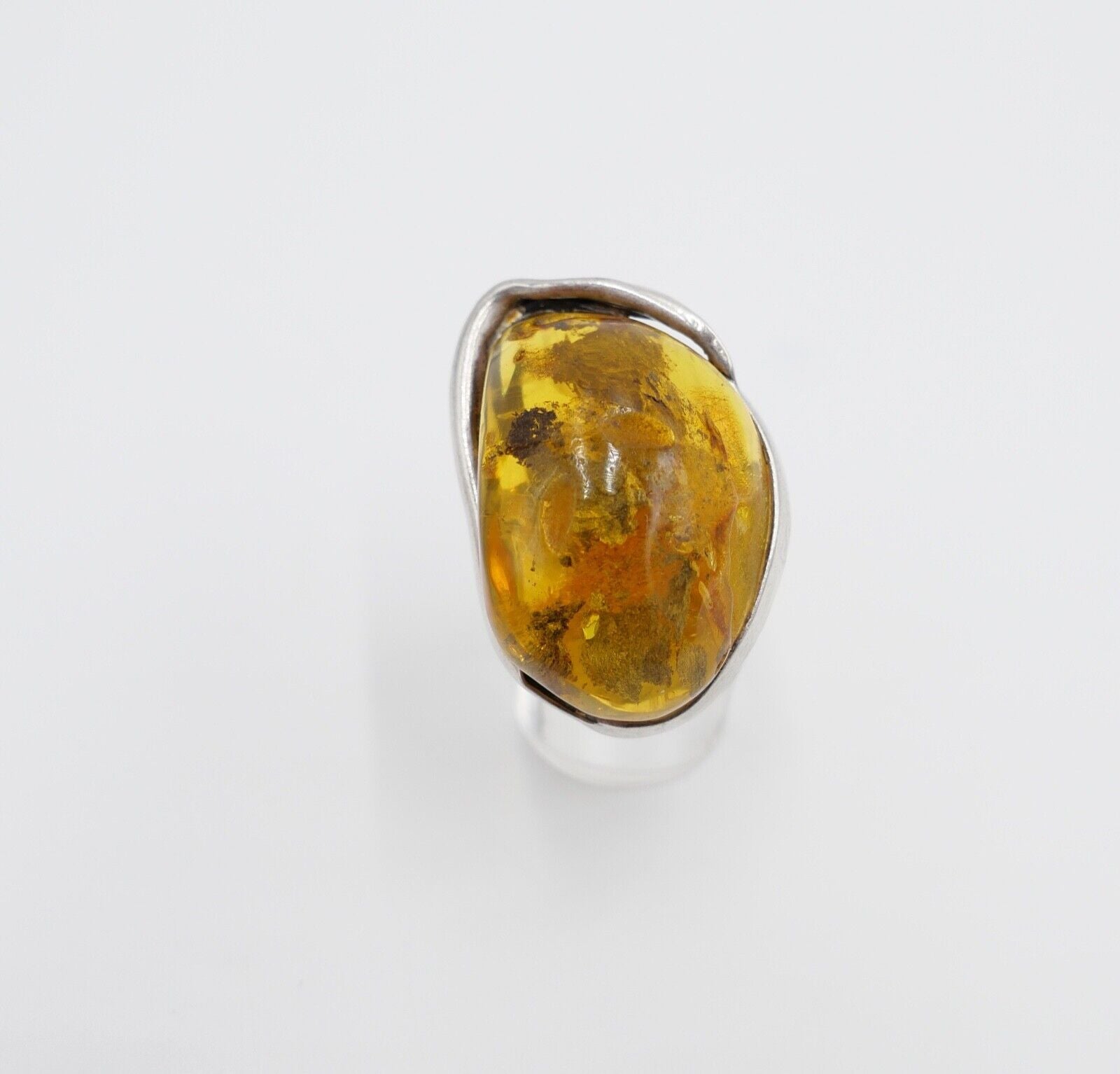 80er Jahre Designer Ring Bernstein Silber 925 Gr. 58 Frauenkopf G Danzig Polen - Antikhandel-Stuttgart