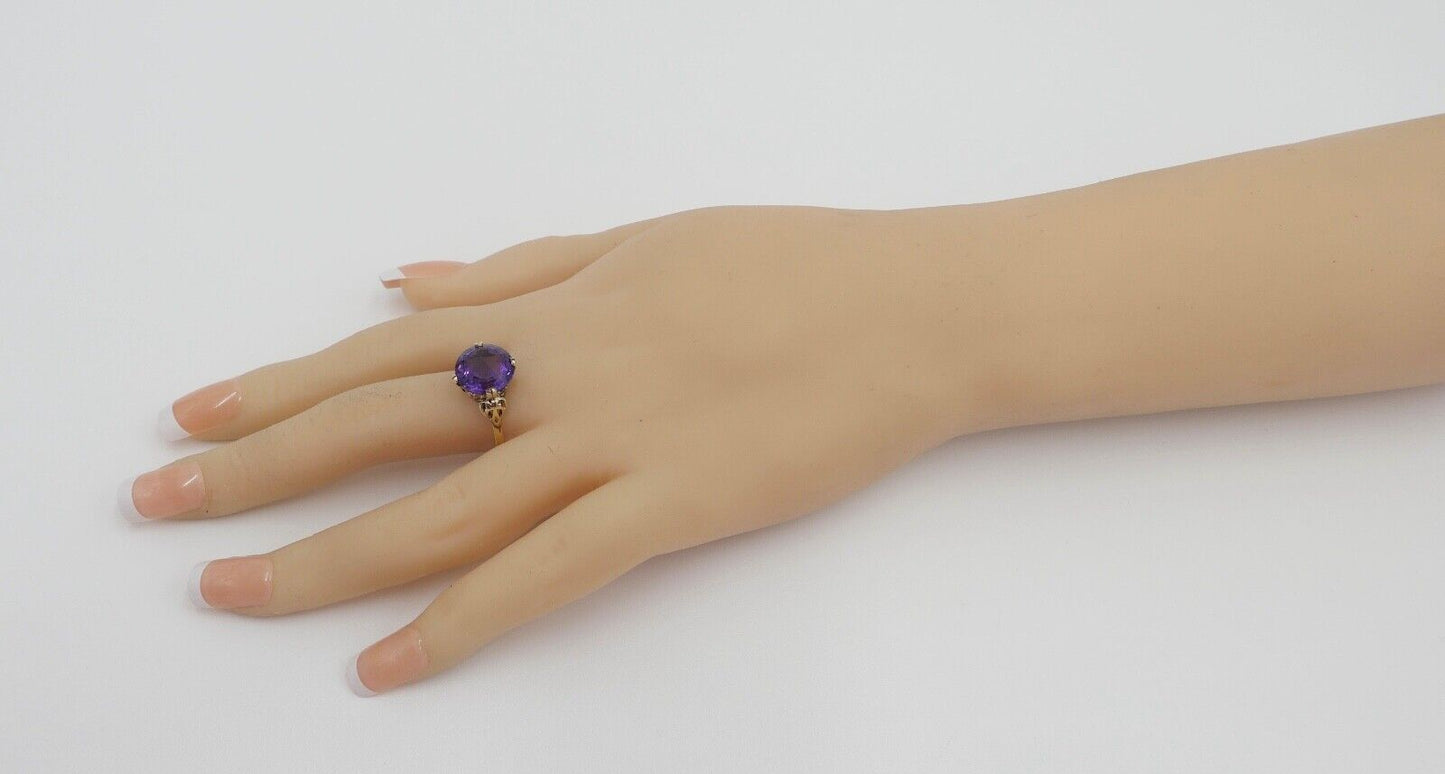 antik um 1900 Damenring mit lila Amethyst Ring 2,87 Gr Gold 585 / 14K Gr. 59 - Antikhandel-Stuttgart