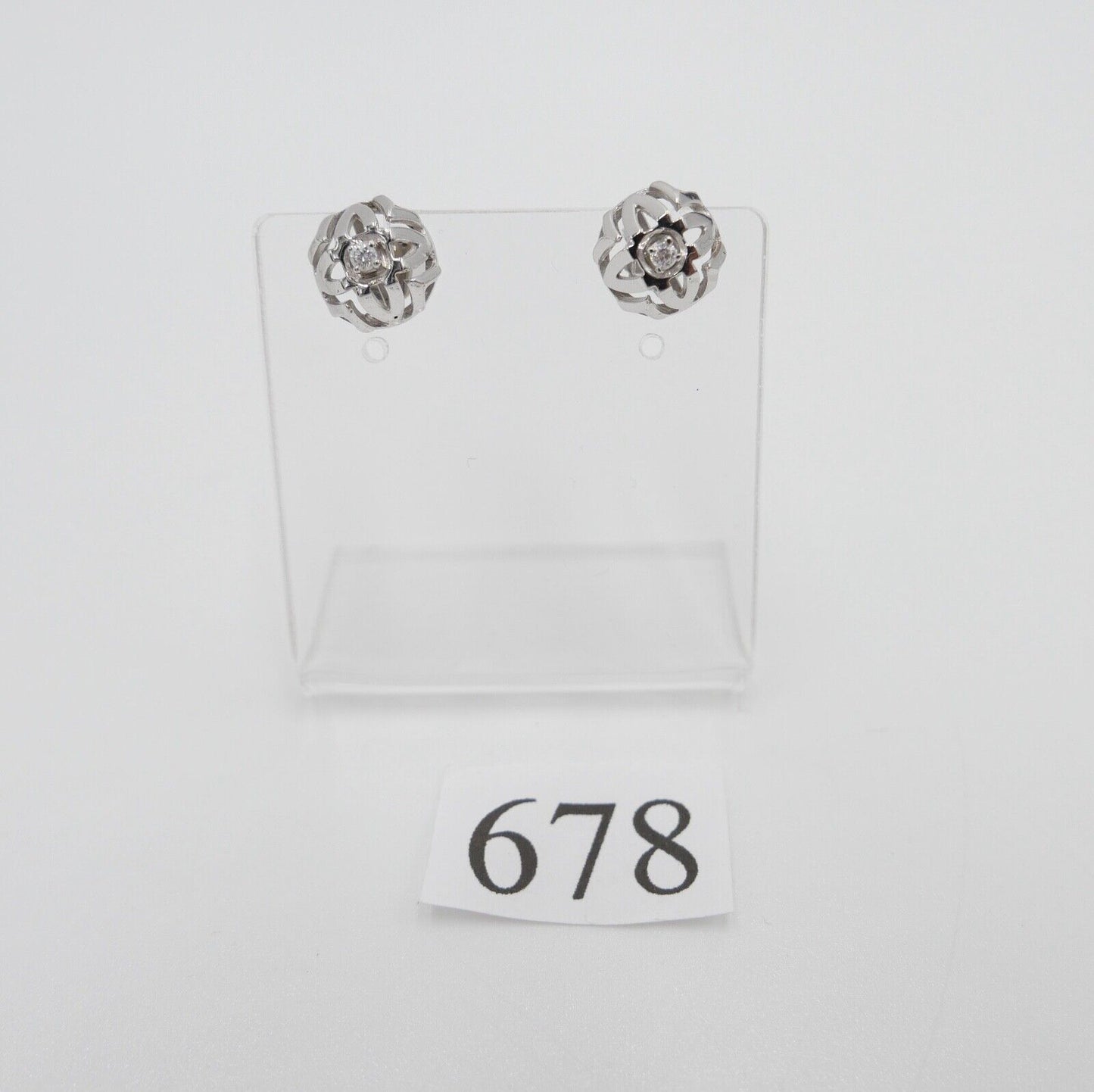 1970er Solitär Brillant Ohrringe Ohrstecker Weißgold 585 14K 0,06Ct - Antikhandel-Stuttgart