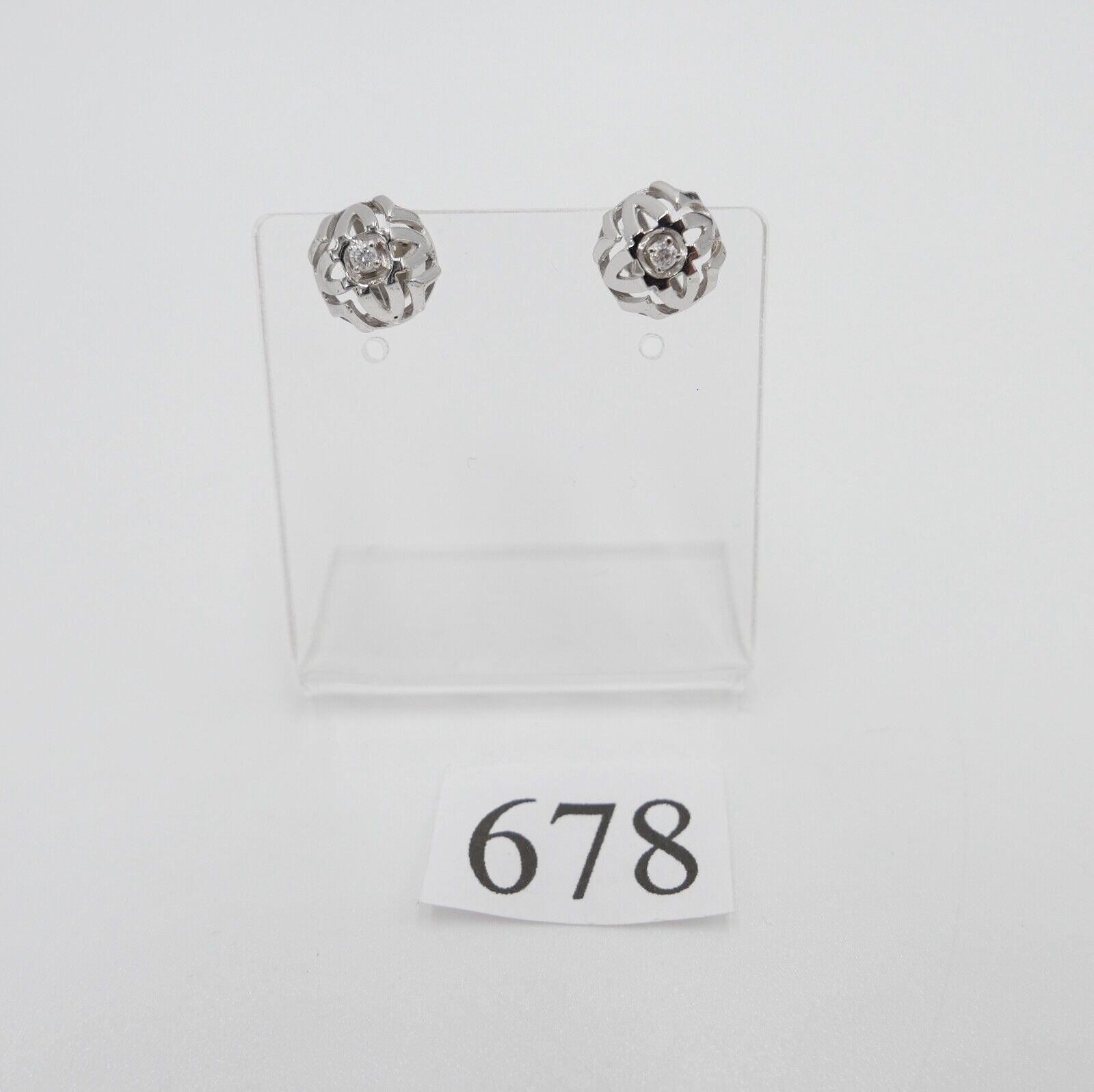 1970er Solitär Brillant Ohrringe Ohrstecker Weißgold 585 14K 0,06Ct - Antikhandel-Stuttgart