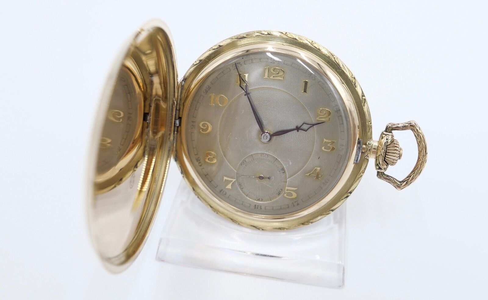 JHH J.H. Hasler & Fils 1916 - 1925 Savonette Taschenuhr 585 / 14K GOLD Ø 53 mm - Antikhandel-Stuttgart