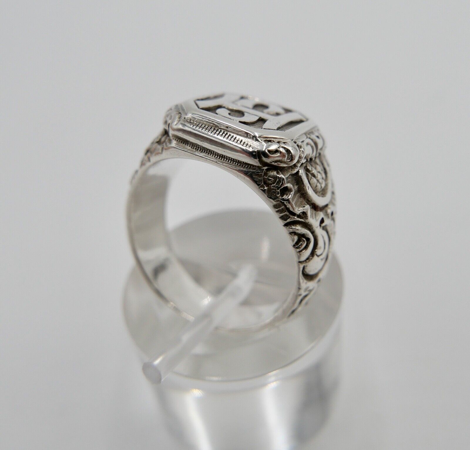 Massiver Jugendstil Siegelring Monogramm HS Herrenring Ring 800 Silber Gr. 56 - Antikhandel-Stuttgart