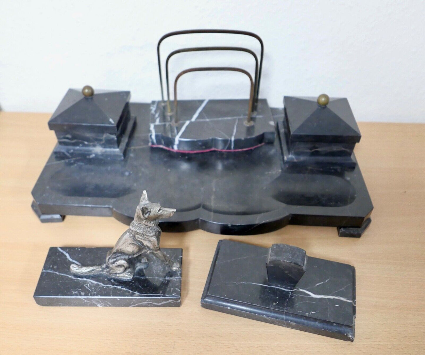 antike Schreibtischgarnitur aus Marmor - Antikhandel-Stuttgart