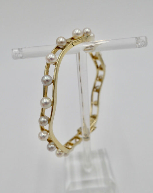 Massives Perlen Gold Armband Armreif 585 / 14K Gelbgold EG GE Gottlieb Ebinger - Antikhandel-Stuttgart