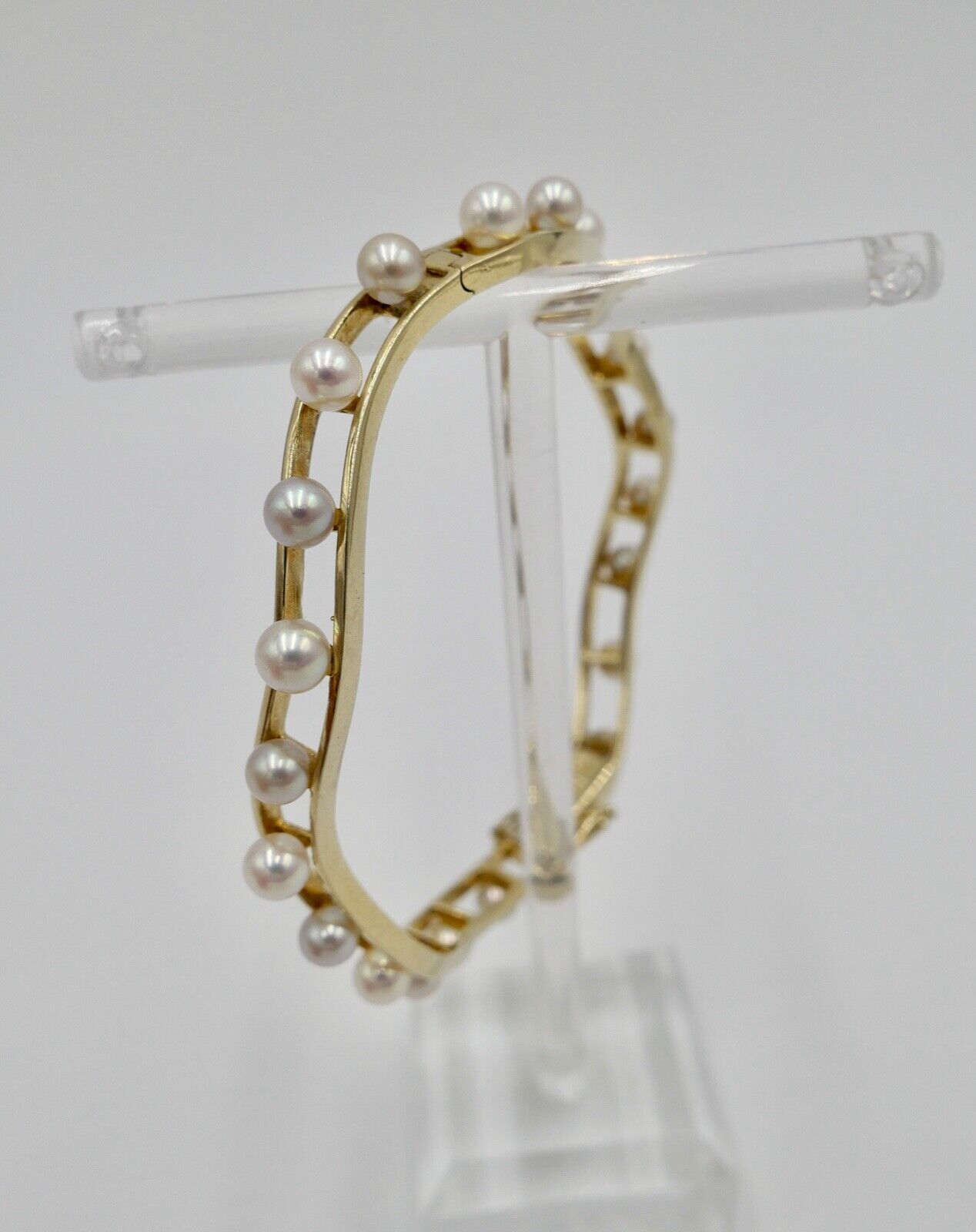 Massives Perlen Gold Armband Armreif 585 / 14K Gelbgold EG GE Gottlieb Ebinger - Antikhandel-Stuttgart