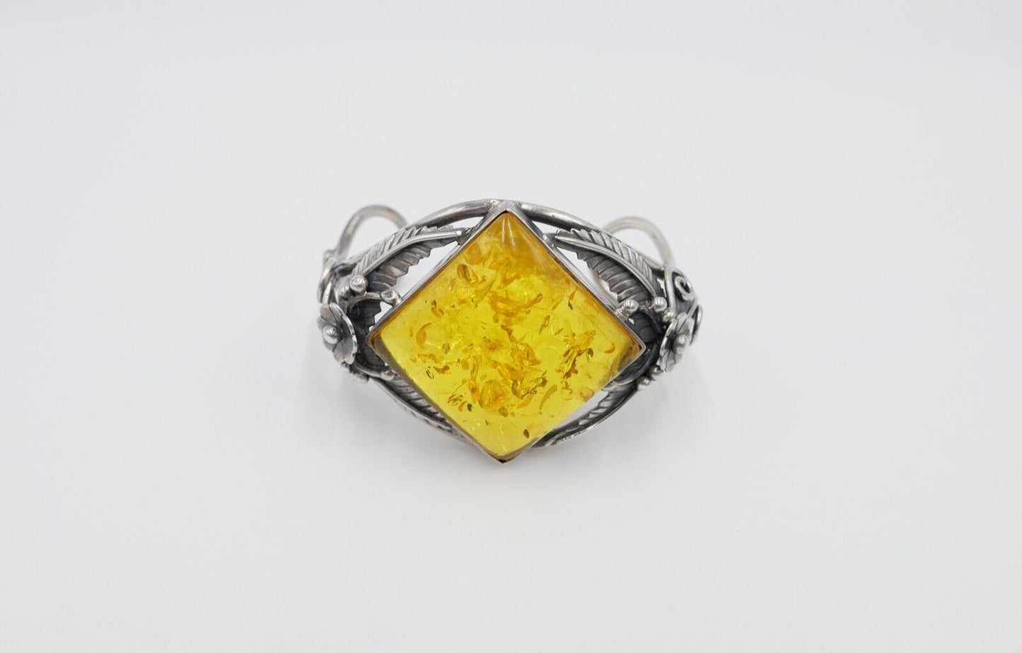 vintage Silber 925 Bernstein Armband floral Armreif Armspange Sterlingsilber - Antikhandel-Stuttgart