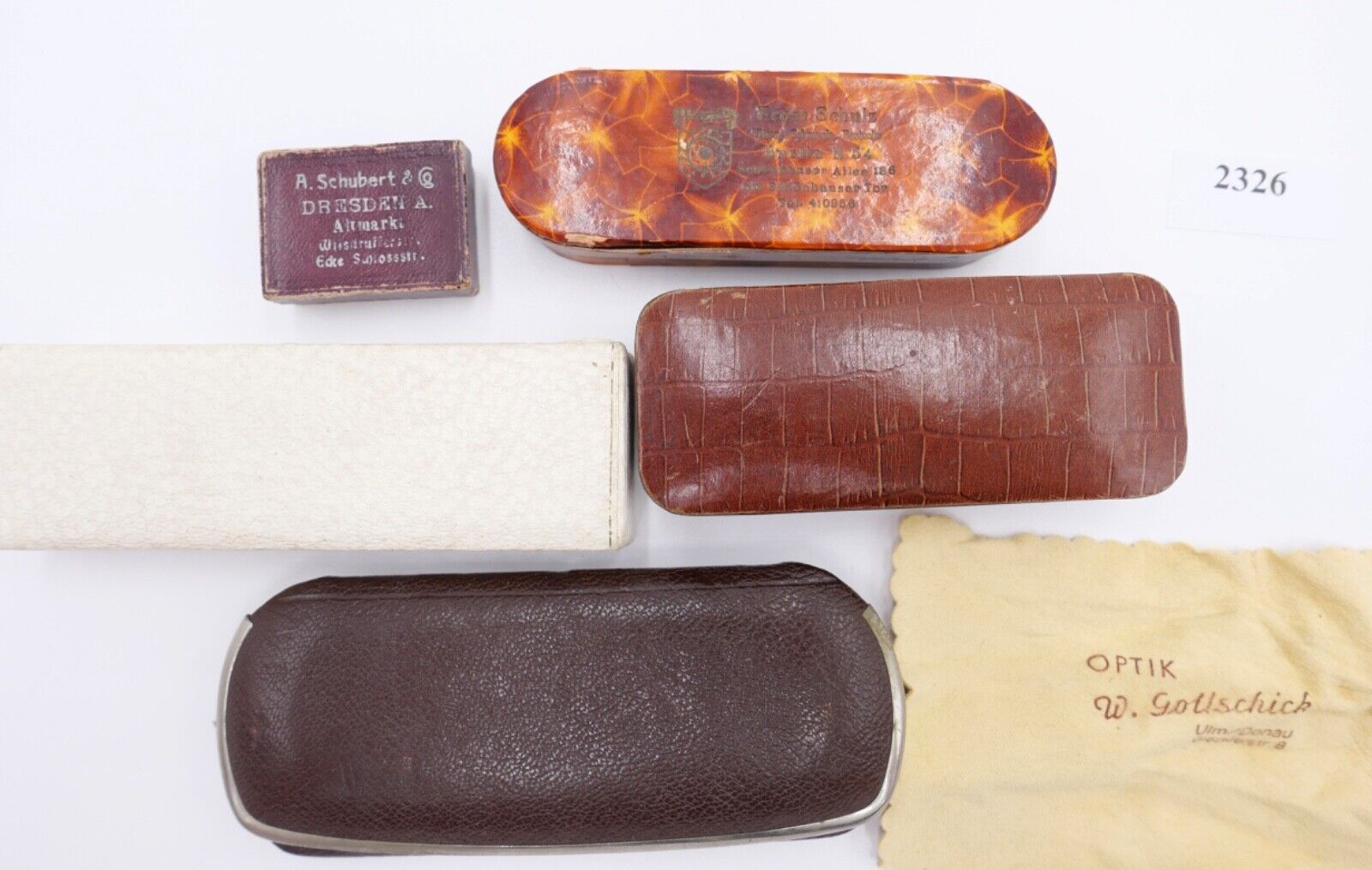 Konvolut alte / antike Etuis Brillen Etui Box Aufbewahrung Schatulle 5 Stück - Antikhandel-Stuttgart