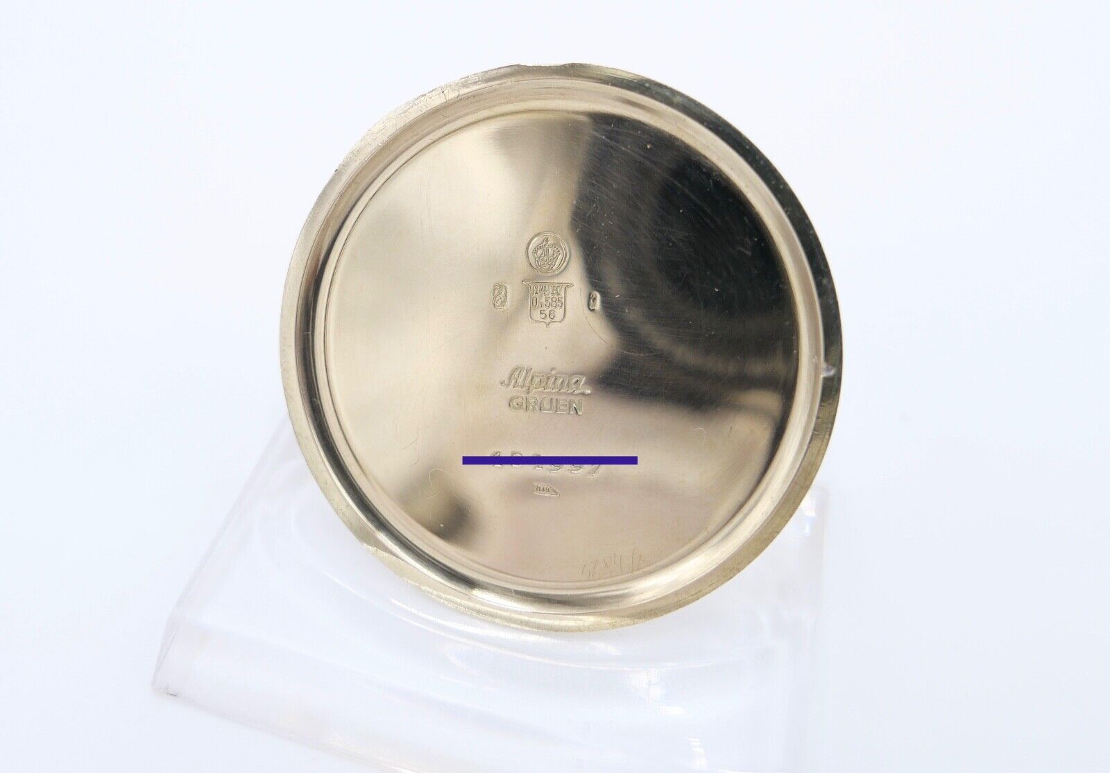 Taschenuhr Alpina Grün 585 / 14K GOLD 45mm Ultra Verithin Precision / UV Uhrwerk - Antikhandel-Stuttgart