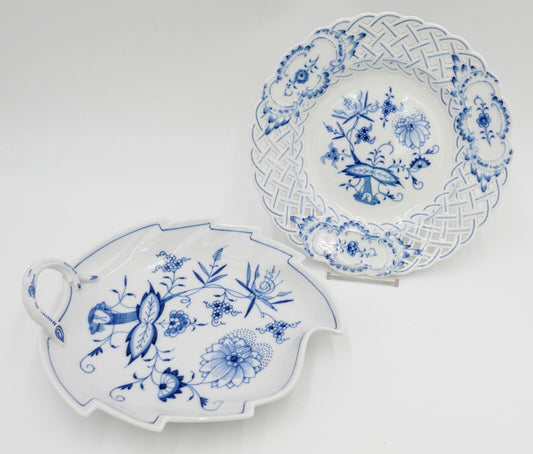 Meissen Zwiebelmuster Teller Duchbruch Schale Blatt Blattschale - Antikhandel-Stuttgart