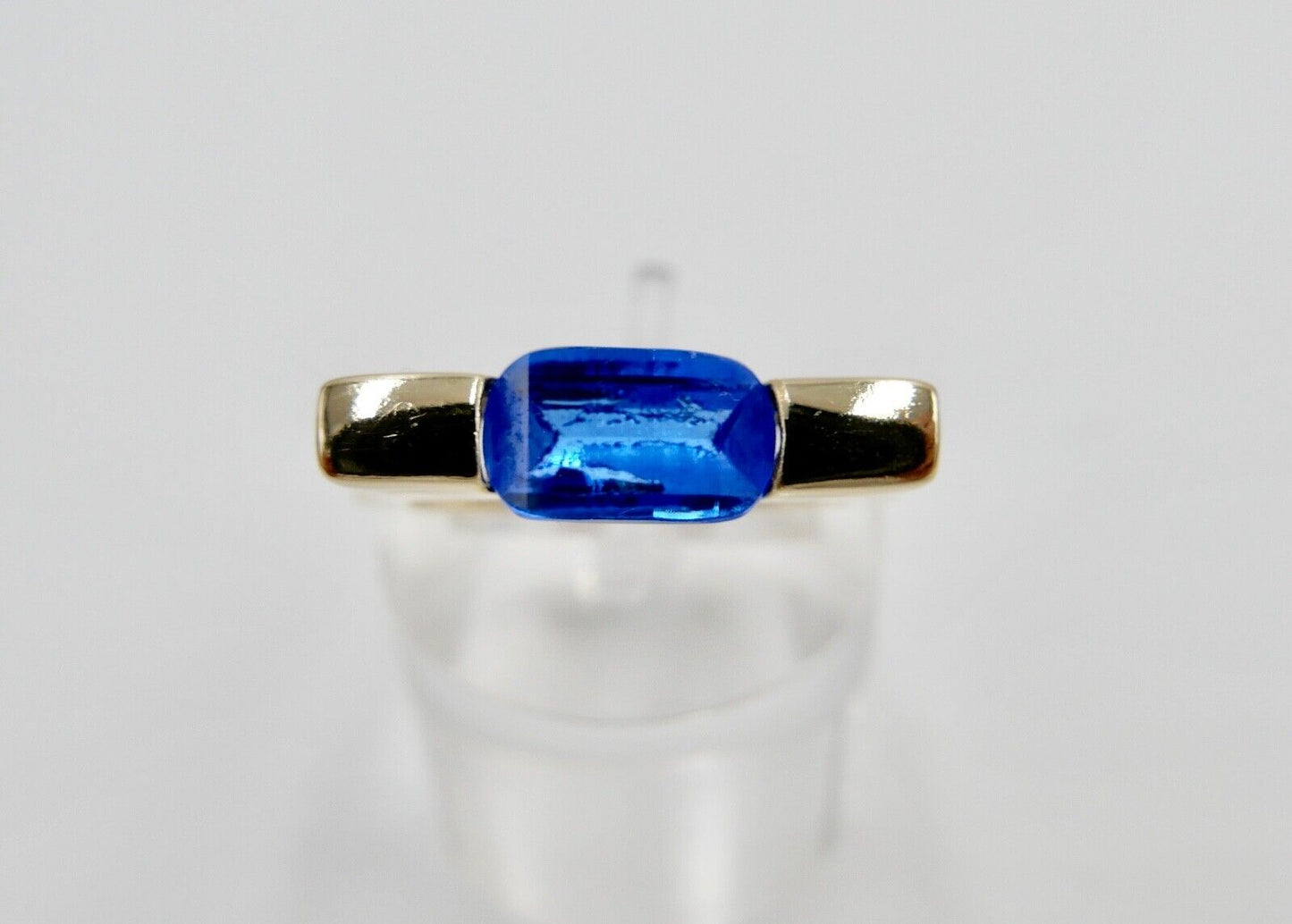 Gelb Gold Damen Ring Gr. 58 blauer Synthetisch Spinell 333 8K - Antikhandel-Stuttgart