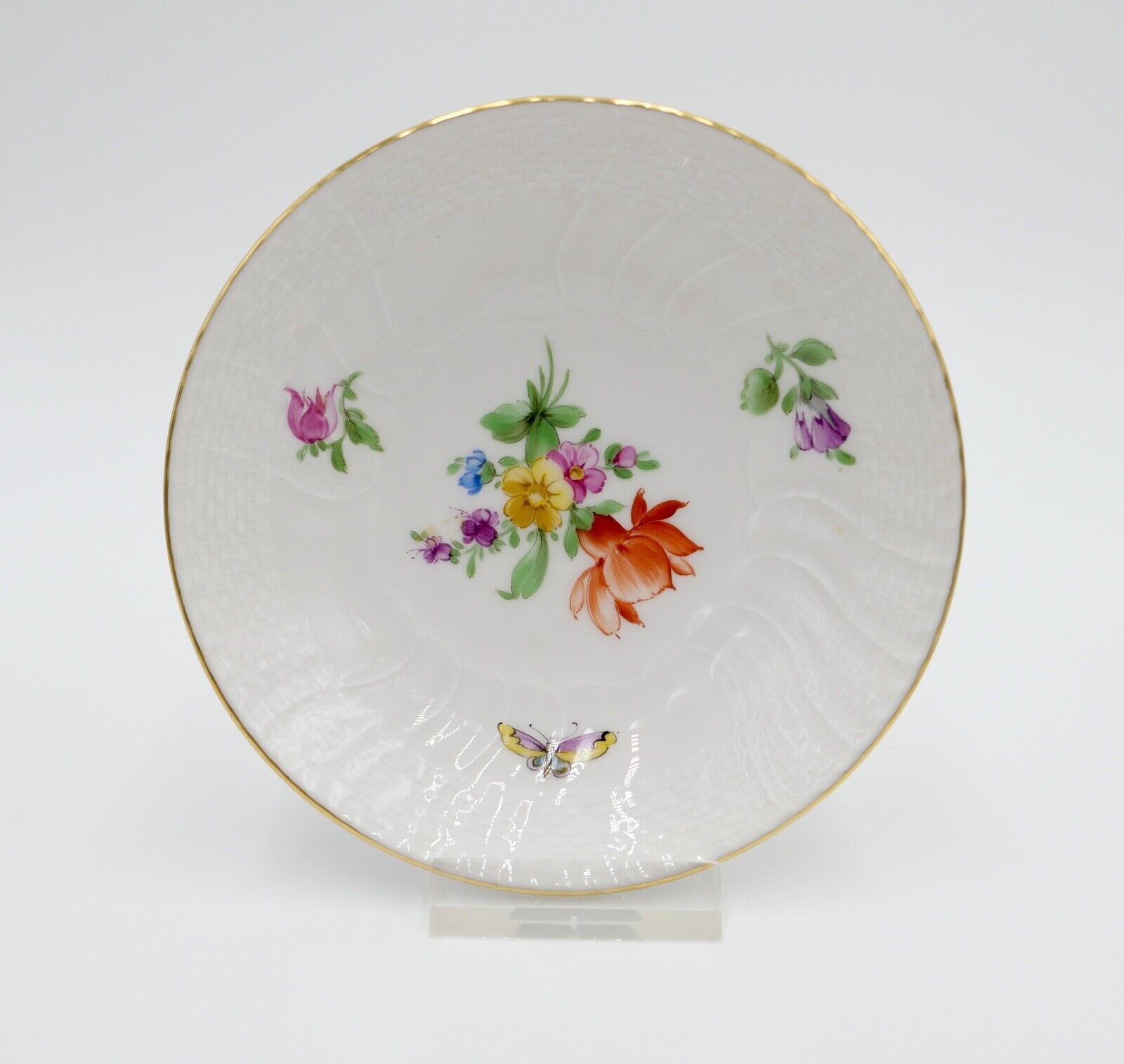 KPM Berlin Schale Schälchen Schmetterling Blüten Blume Goldrand Ø 11,2 cm - Antikhandel-Stuttgart