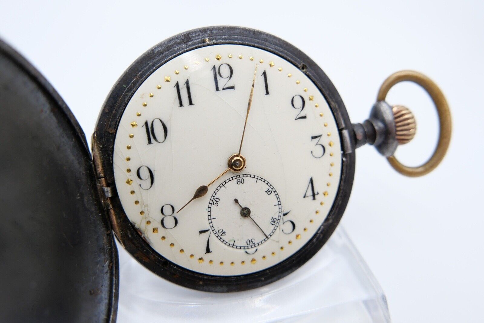 Antike Taschenuhr TAVANNES Ø 48 mm Emaille Zifferblatt - Antikhandel-Stuttgart