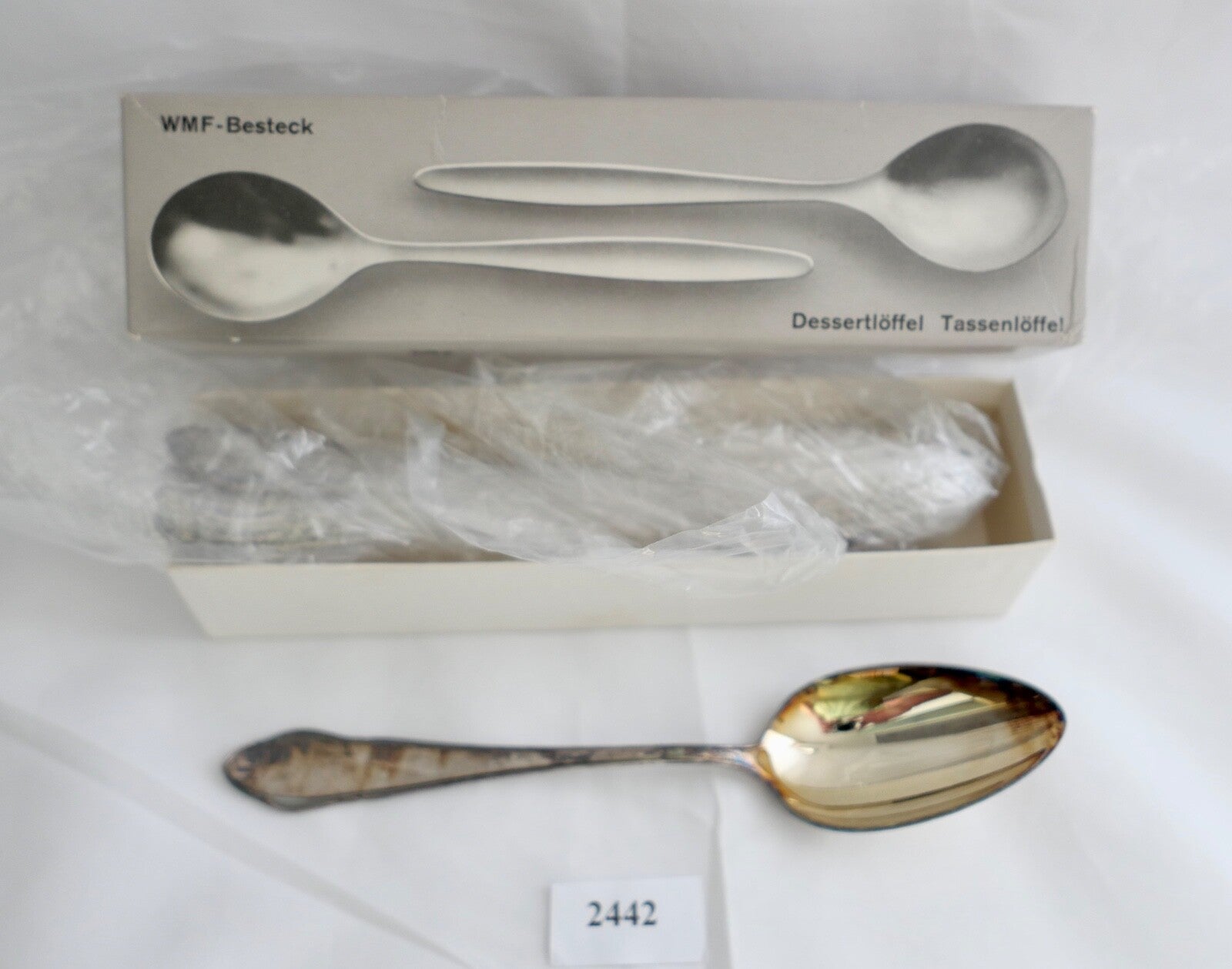 NEU 5 Teile WMF  2900 Desert Löffel 90er versilbert 18,5 cm in OVP und UNBENUTZT