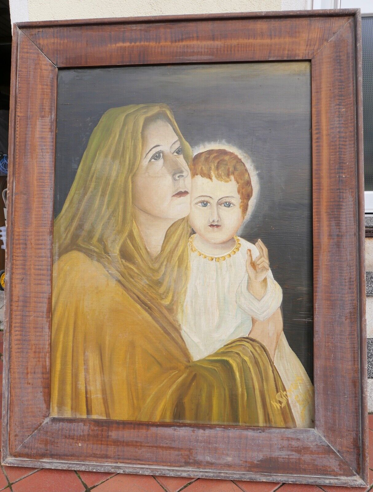 Antikes Religiöses Gemälde signiert " K. Schwarbi Eiken " auf Holz 19.Jh Schweiz - Antikhandel-Stuttgart