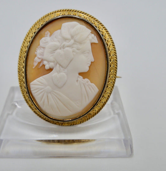 Antike Brosche Silber feuervergoldet 43 mm GEMME KAMEE 19. JH ziseliert - Antikhandel-Stuttgart