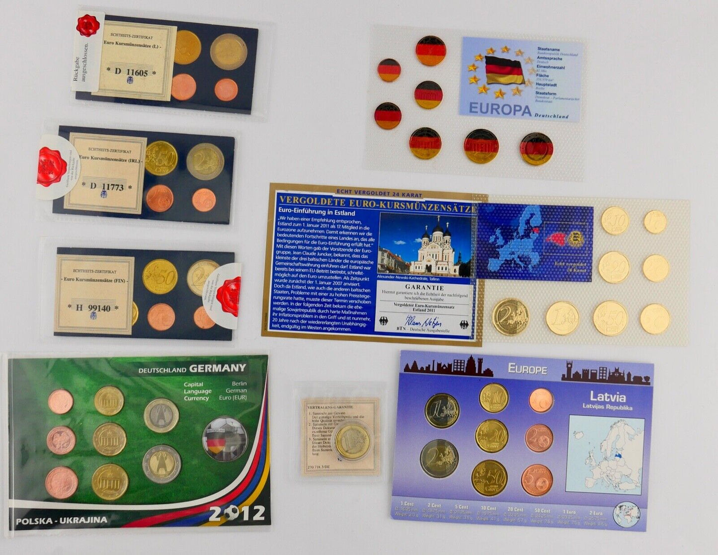ca. 135 Euro Satz div. Münzen Medaillen Deutschland Malta Litauen Estland 24K - Antikhandel-Stuttgart