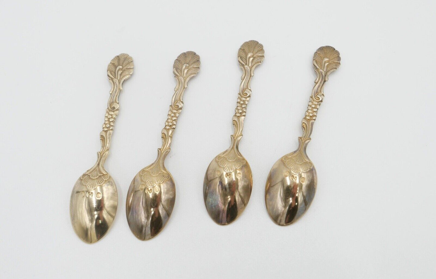 1947 Dänemark Johannes Siggaard 830 Silber vergoldet Mokka Löffel 4 Stück - Antikhandel-Stuttgart