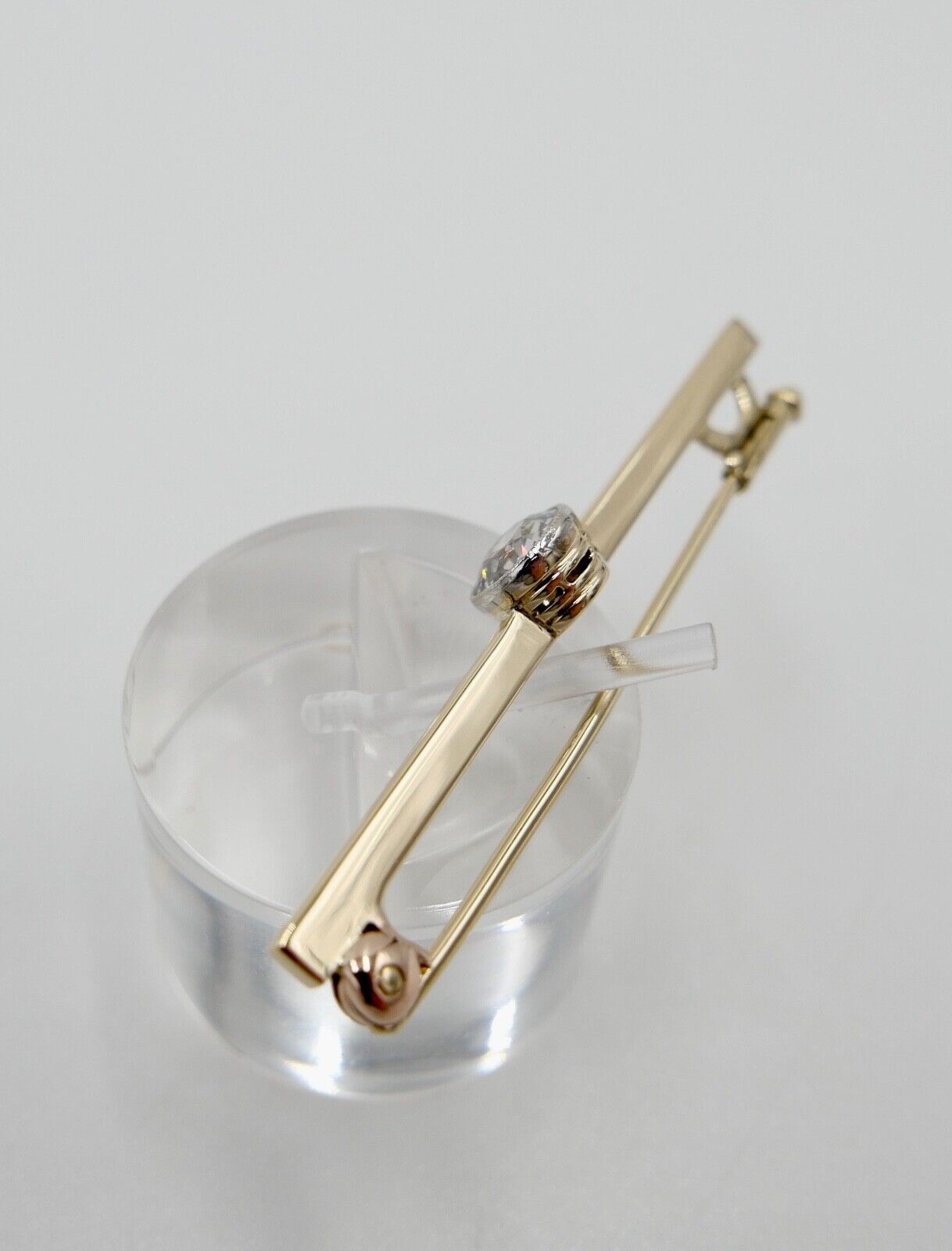 Alte Stabbrosche Bajonettverschluß 0,75 Ct Altschliff Diamant 45mm 585 14K Gold - Antikhandel-Stuttgart