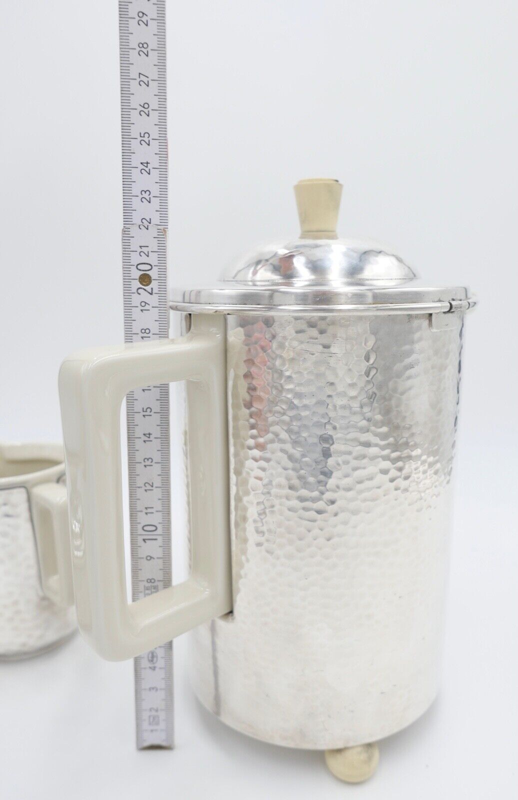 Kaffeekern WMF HUTSCHENREUTHER Kaffeekanne Milchkännchen Zuckerdose gehämmert - Antikhandel-Stuttgart