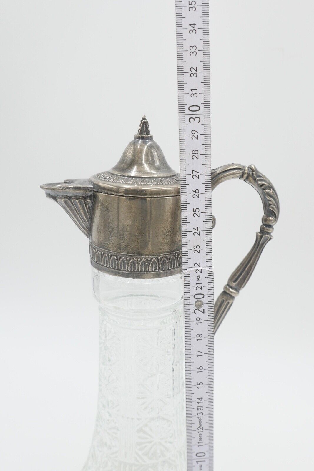 50er Jahre Karaffe RAIMOND versilbert made in Italy Glas Italien - Antikhandel-Stuttgart