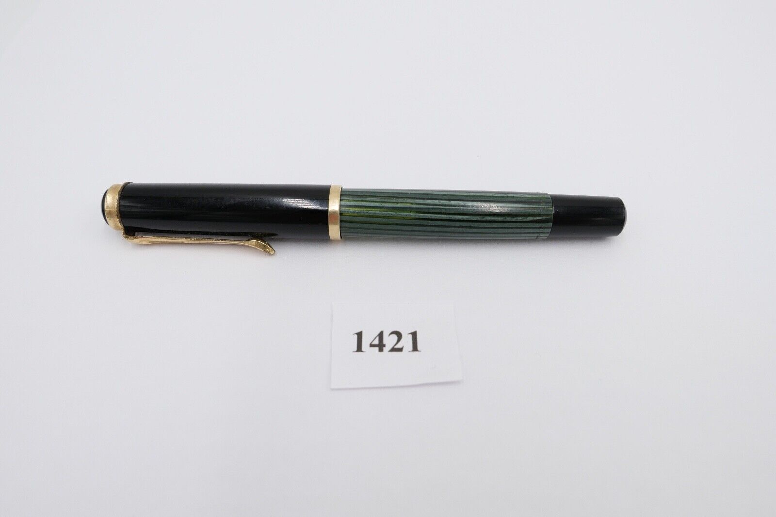 Günther Wagner PELIKAN 400 Füller 585 14Ct Gold Feder KM grün schwarz gestreift - Antikhandel-Stuttgart
