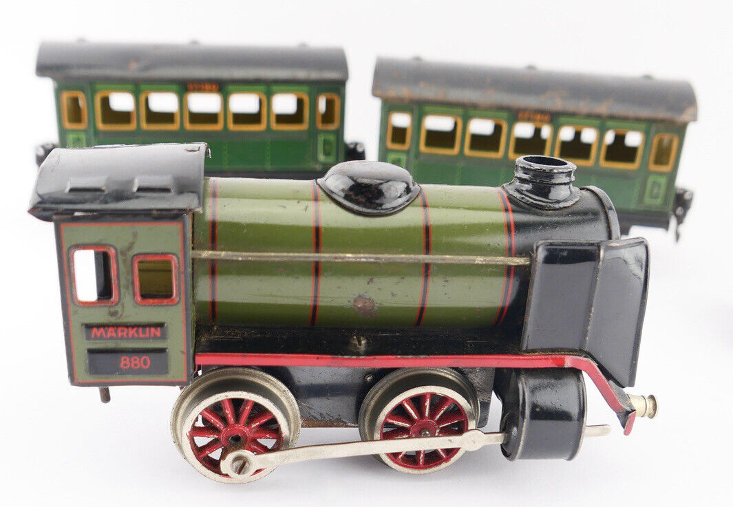 Märklin Blech Lokomotive 880 Tender 889/0 Personenwagen 17190 Güterwagen 365 - Antikhandel-Stuttgart