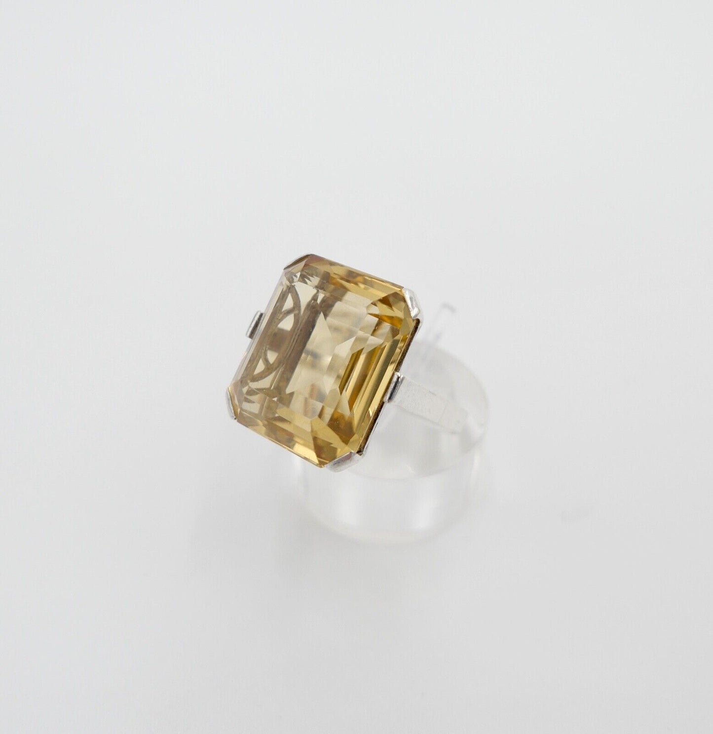 60er Jahre Damenring Gr. 56 Ring 830 Silber synthetischer Citrin - Antikhandel-Stuttgart