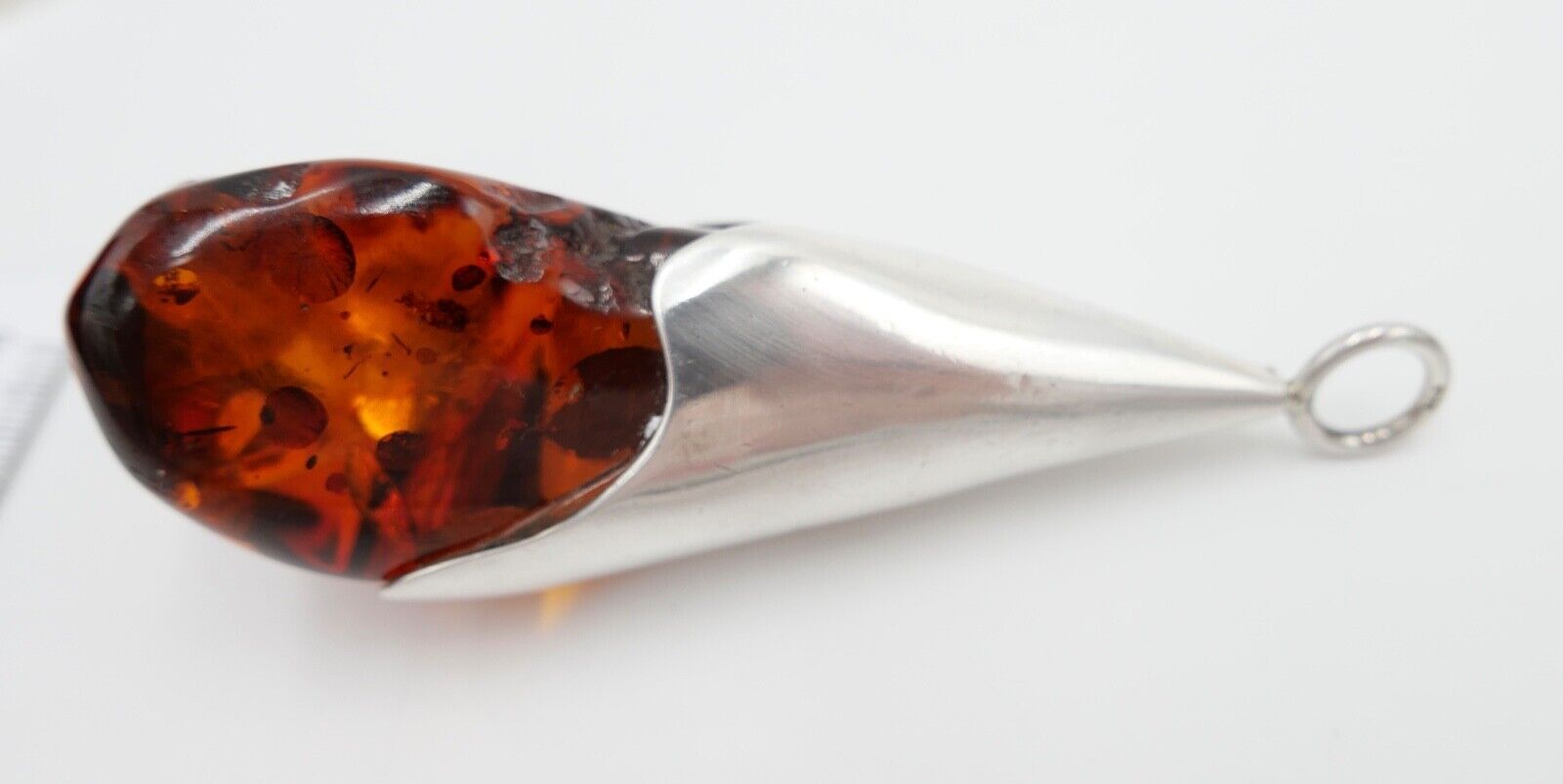Alter großer Bernstein Anhänger 925 Silber Amber 10,3cm HANDGEFERTIGT - Antikhandel-Stuttgart
