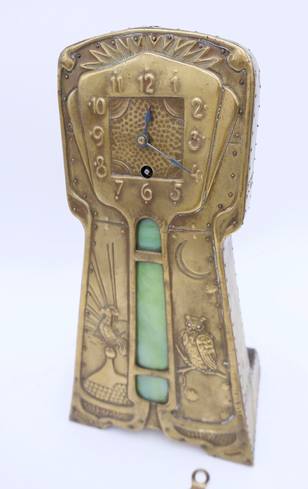 seltene Kaminuhr Hahn & Eule vmtl. Frankreich oder England Uhrwerk MPK / PMK - Antikhandel-Stuttgart