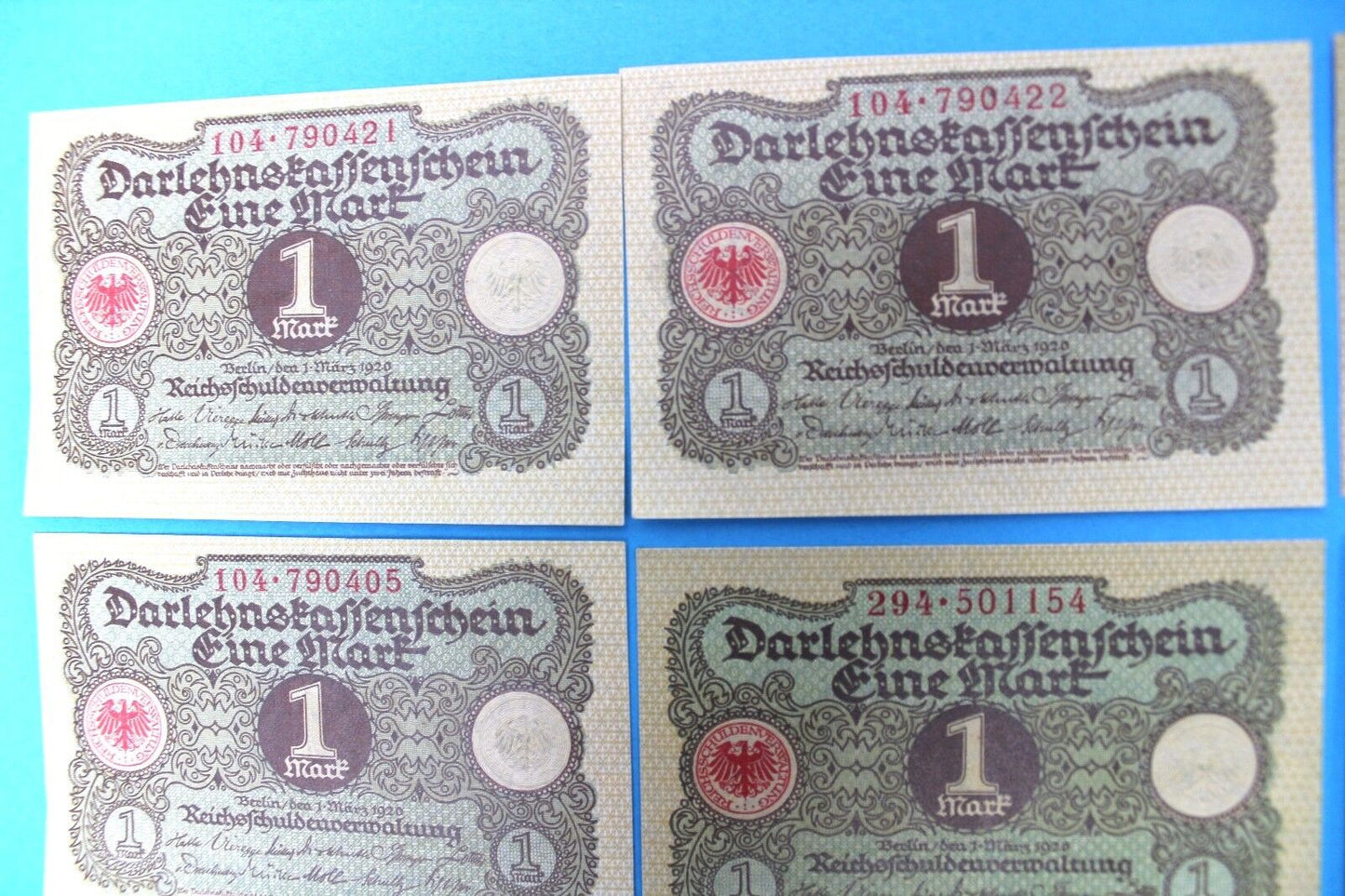 11x Ro. 64 Banknote 1 Mark 1920 Darlehnskassenschein TOP old Bill KSF UNC VortNr - Antikhandel-Stuttgart