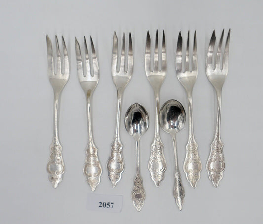 8 Tlg. K OTTO KROPP Besteck Ostfriesenmuster 90er Silber versilbert - Antikhandel-Stuttgart