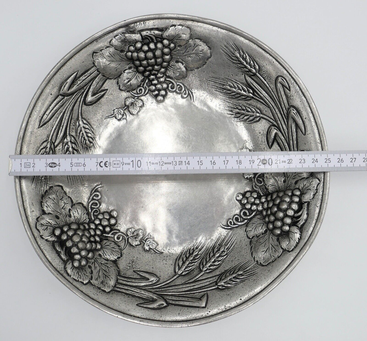 Zinn Teller Ø 25 cm 0,81 Kg Weinreben Trauben Getreide Wandteller Ritter 1766 OG - Antikhandel-Stuttgart