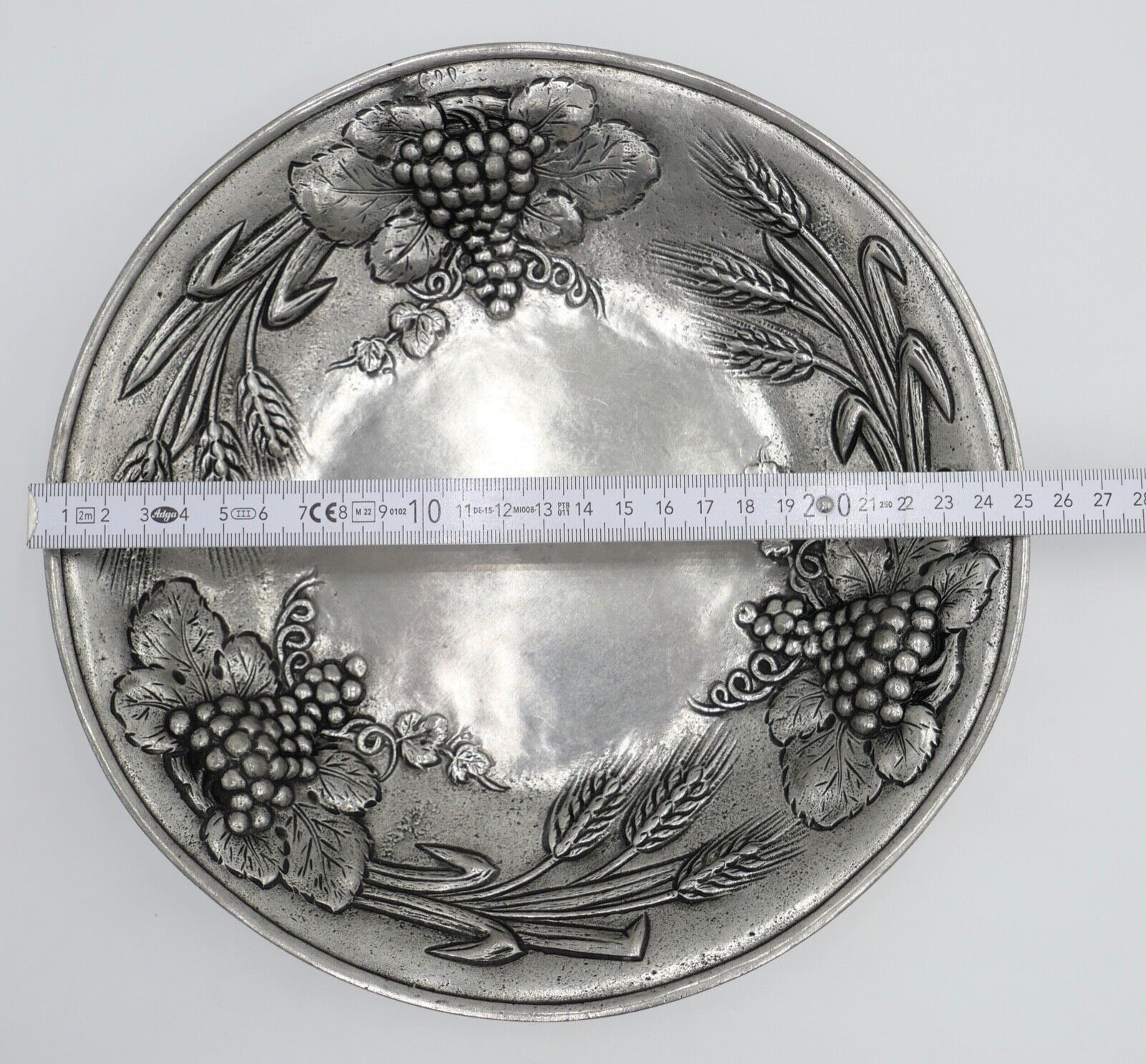 Zinn Teller Ø 25 cm 0,81 Kg Weinreben Trauben Getreide Wandteller Ritter 1766 OG - Antikhandel-Stuttgart