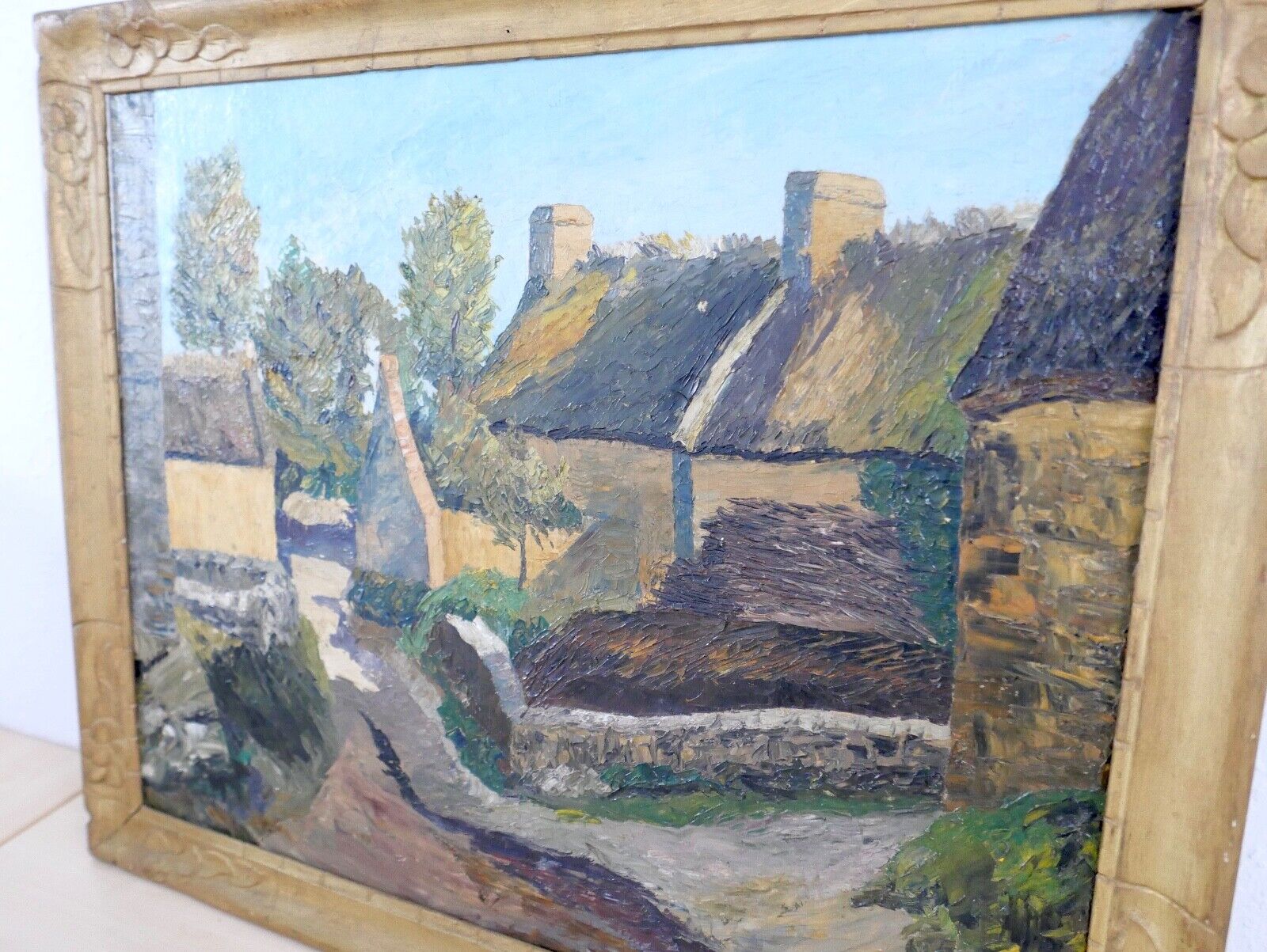 54 x 63 cm Gemälde 1926 Aug. Pierret Kervaziou Larmor Öl auf Leinwand - Antikhandel-Stuttgart