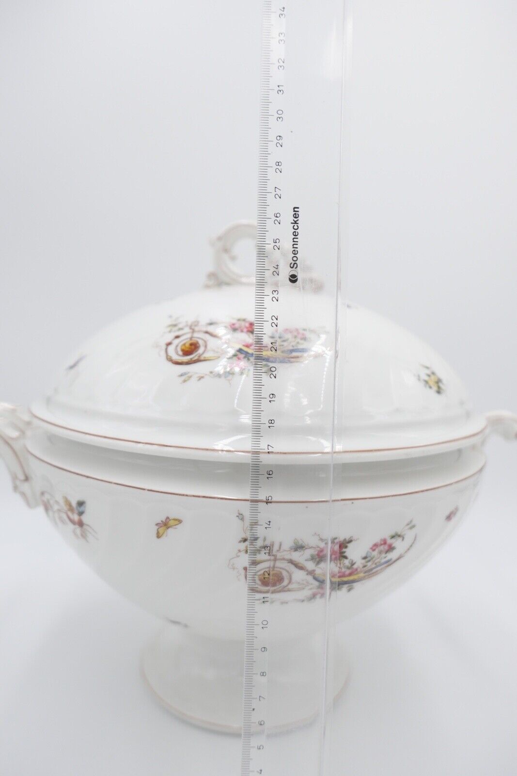 um 1900 große JUGENDSTIL XL Suppenterrine florales Dekor Blumenmuster Gravur - Antikhandel-Stuttgart