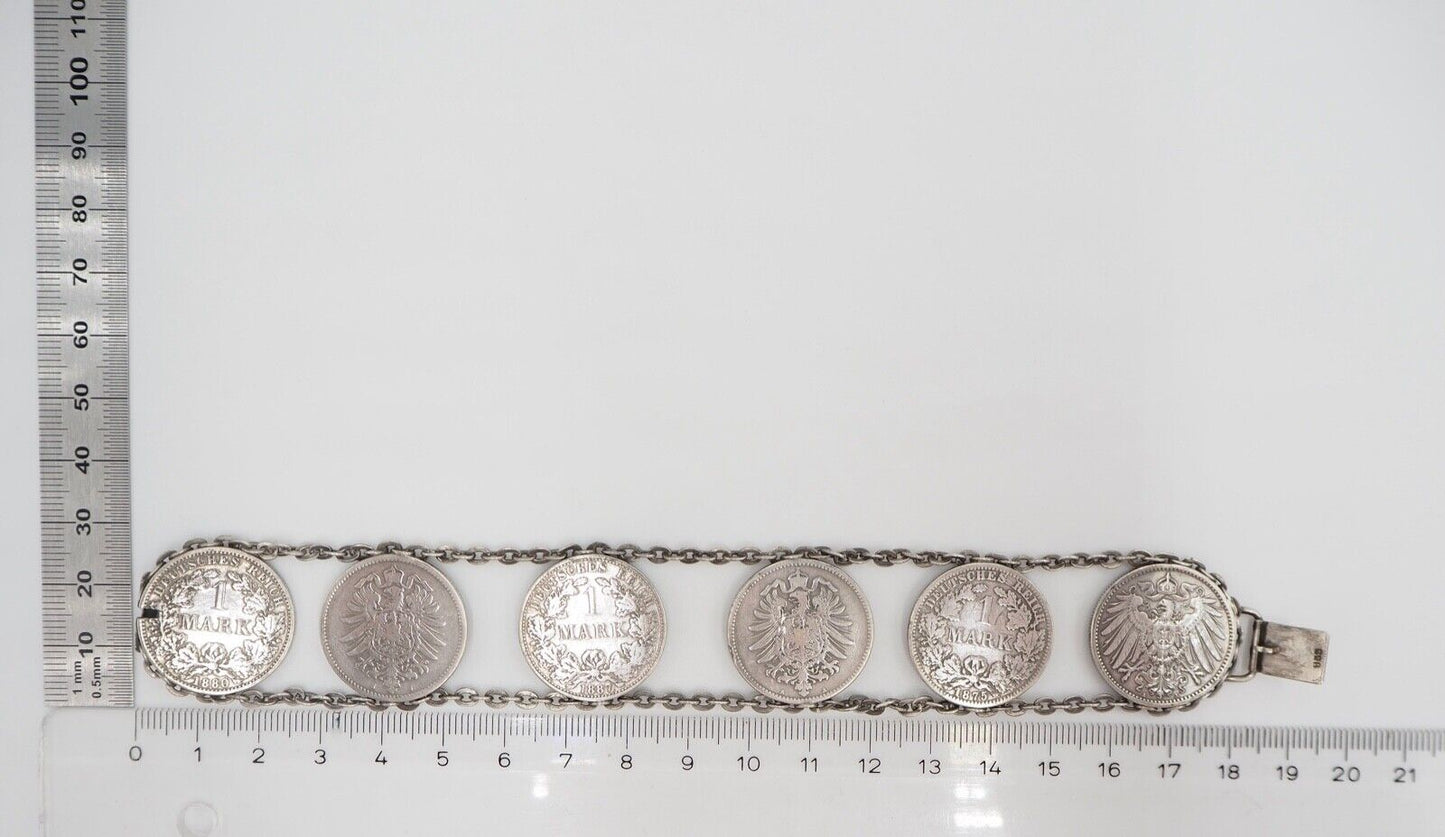 Silber 835 Armband Reichsmark 41,3 gr. A 1875 1887 1180 1900 1876 J - Antikhandel-Stuttgart