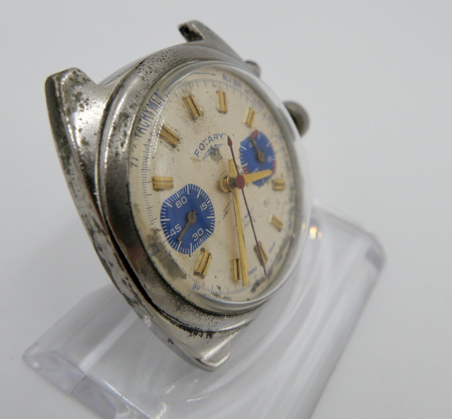 LÄUFT Rotary Cal. Valjoux 7733 Uhrwerk Chronograph seltenes Zifferblatt - Antikhandel-Stuttgart