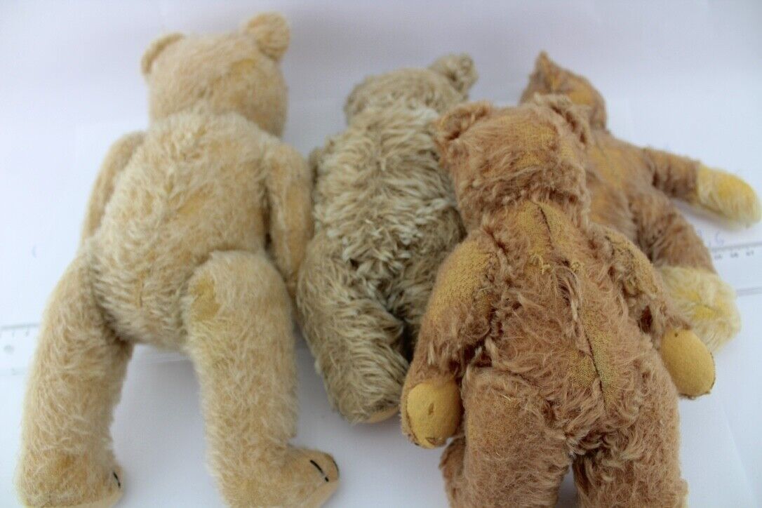 4 Alte Steiff Teddy Bär old Bear Stofftier 22-30 cm Knopf im Ohr Brummstimme - Antikhandel-Stuttgart
