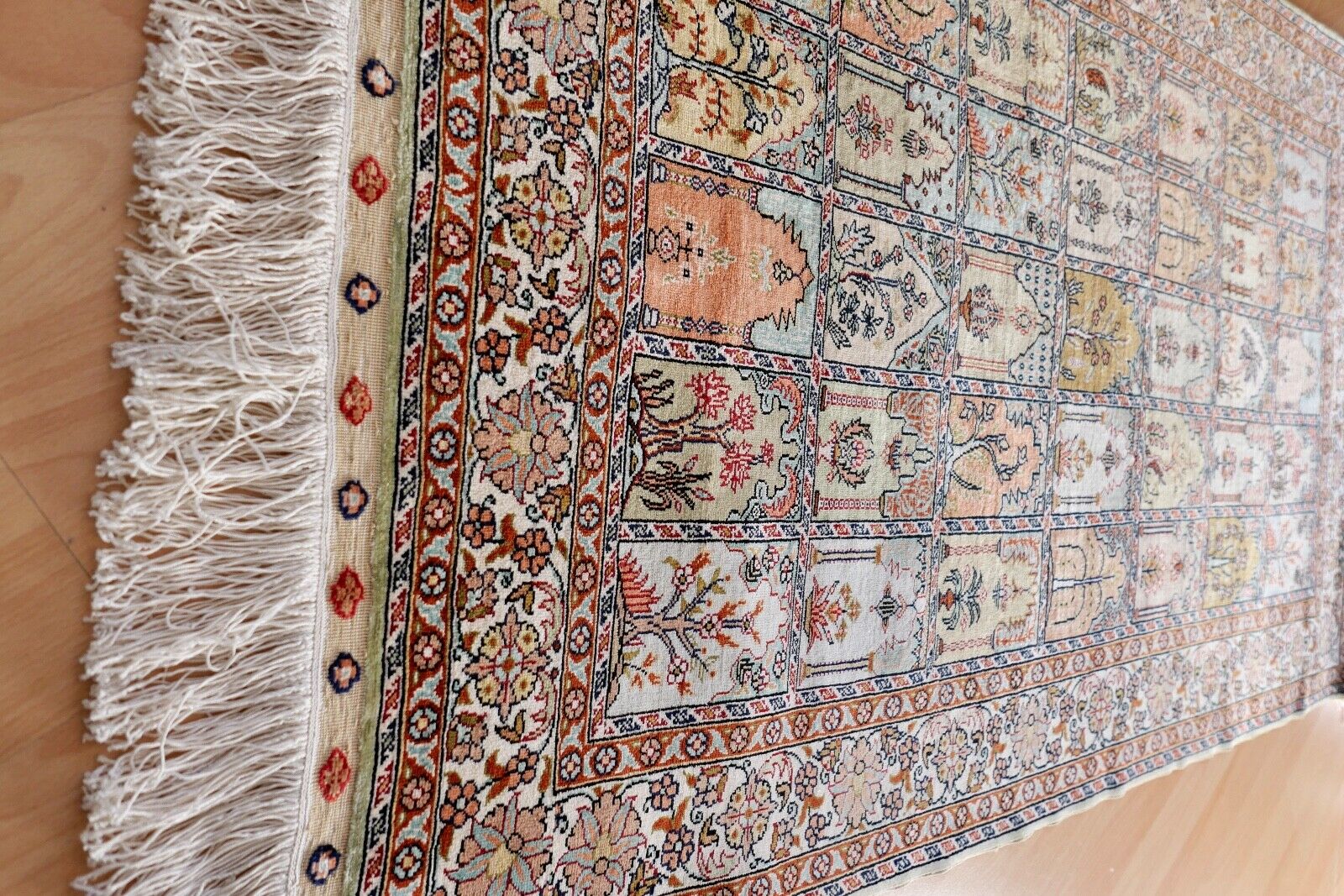 Ghom Orientteppich Perserteppich Seide Handgeknüpft 127x78 cm Knoten Silk - Antikhandel-Stuttgart