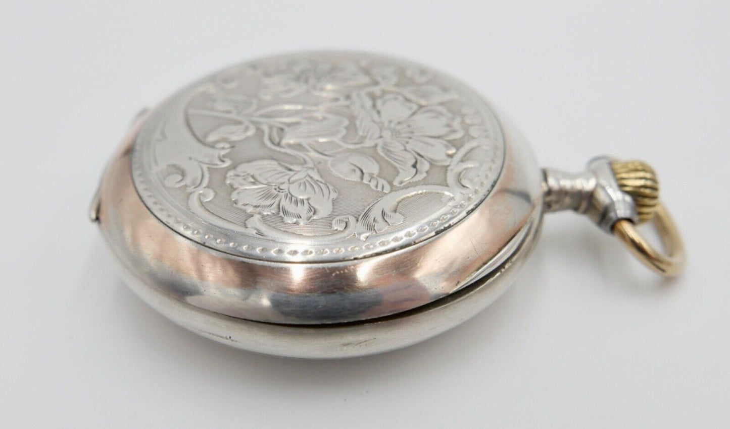 VORWÄRTS Open Face 800 Silber Taschenuhr um 1900 K&CI Schweiz - Antikhandel-Stuttgart