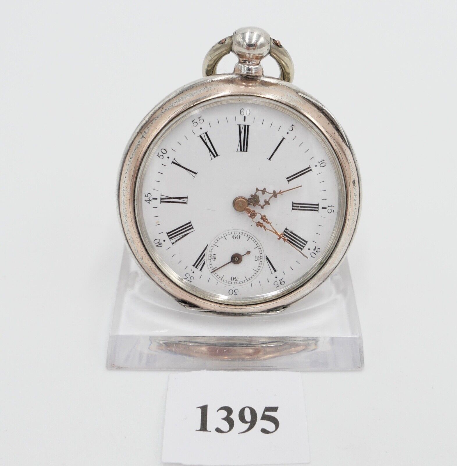 um 1900 Manufacture d´Horlogerie Lion 800 Silber Taschenuhr mit Schlüsselaufzug - Antikhandel-Stuttgart