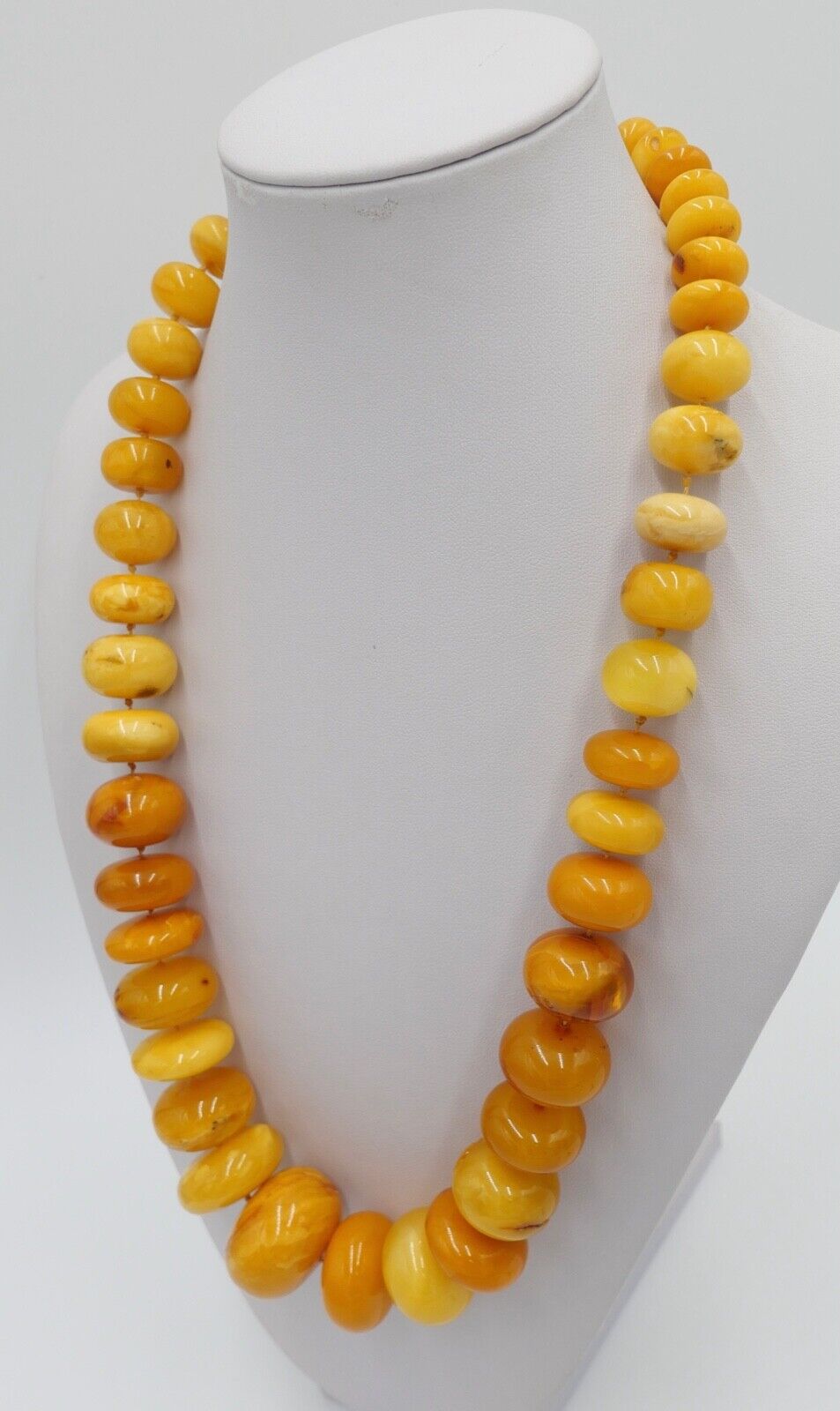 vintage XL Bernstein butterscotch Kette Halskette Collier Silber Amber 105,2 gr - Antikhandel-Stuttgart