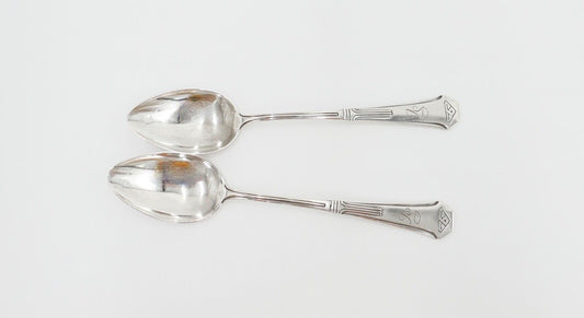 2x seltene antike Kaffeelöffel LW Lutz & Weiss Monogramm JS Silber 37,3 Gr - Antikhandel-Stuttgart